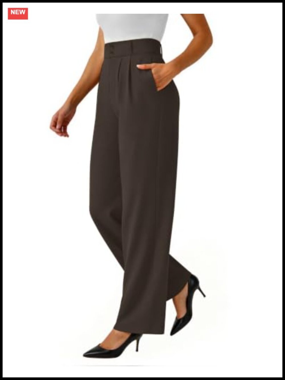 Women's High Waisted Wide Leg Dress Pants Stretchy Work Slacks